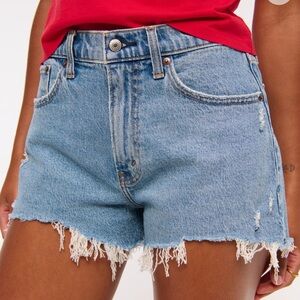 Abercrombie & Fitch Blue Frayed Jean Shorts